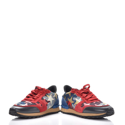 Valentino Garavani Suede Denim Camustars Womens Rockrunner Sneakers 38 Blue Red 5 of 12