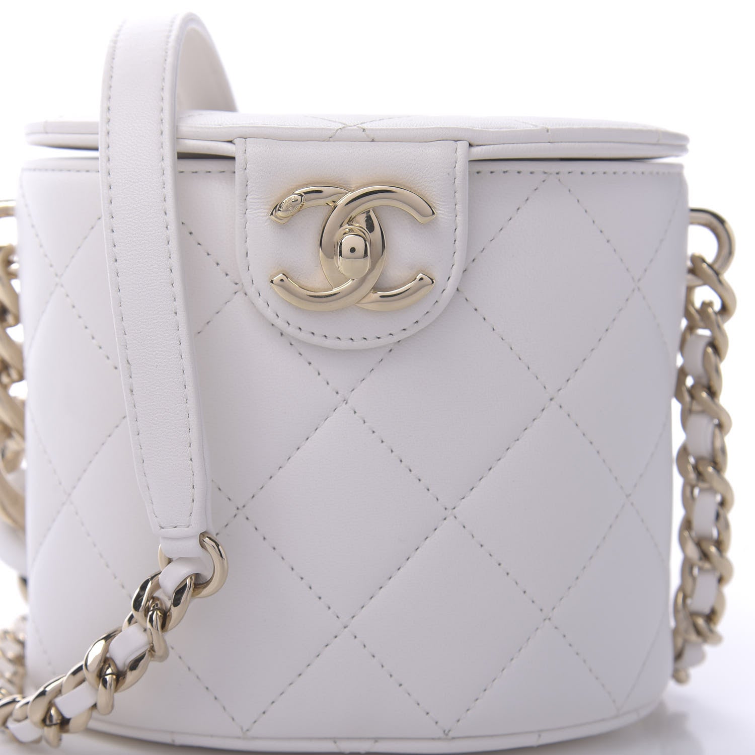 Chanel Lambskin Resin Elegant Chain Vanity Case White 628743