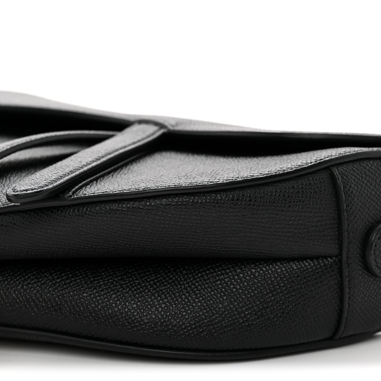 Grained Calfskin Saddle Bag With Strap Black