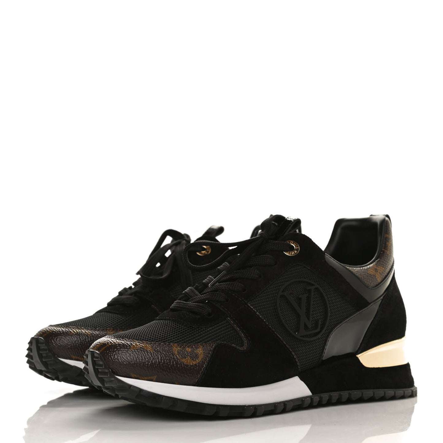 Suede Monogram Run Away Sneakers 37.5 Black