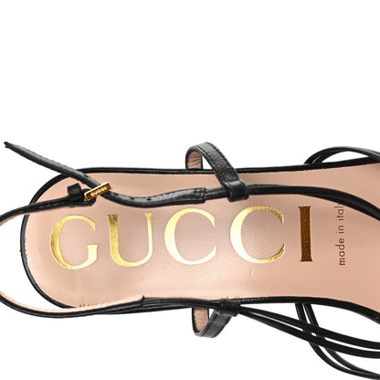 Gucci Strappy Crystal GG Heel Sandals 39.5 Black 7 of 8