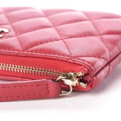 Chanel Lambskin Quilted Small Cosmetic Case Dark Pink 11 of 12