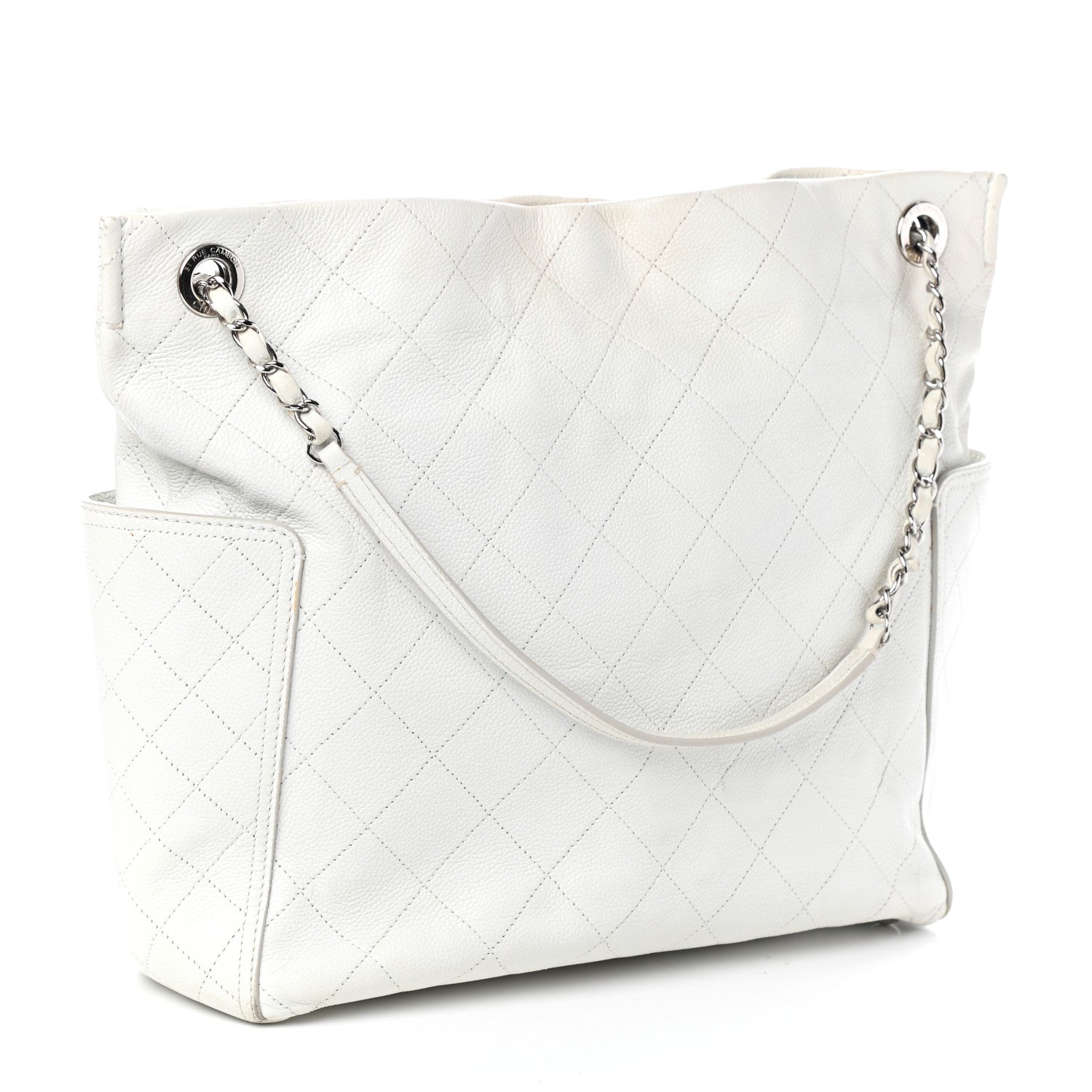 Chanel Caviar Stitched CC Pocket Tote White 3 of 19