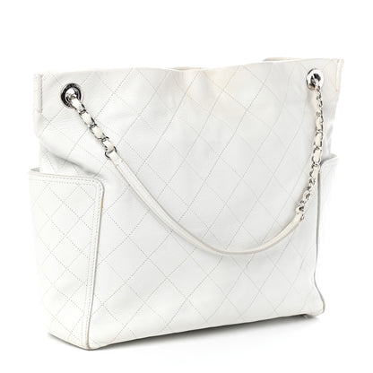 Chanel Caviar Stitched CC Pocket Tote White 3 of 19