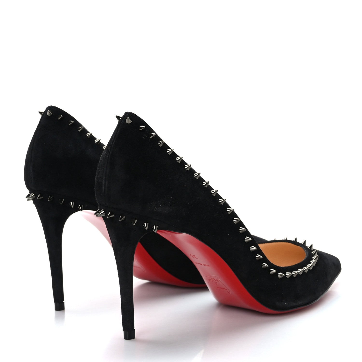 Christian Louboutin Veau Velours Anjalina 85 Pumps 38 Black Gun 4 of 7