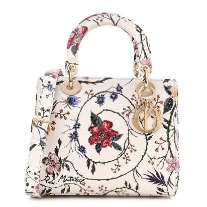 Christian Dior Calfskin Rosa Mutabilis Embroidered Medium Lady Dior White Multicolor 1 of 10