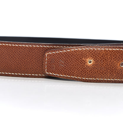 Hermes Box Courchevel 32mm Constance H Belt 72 Black Cognac 6 of 9
