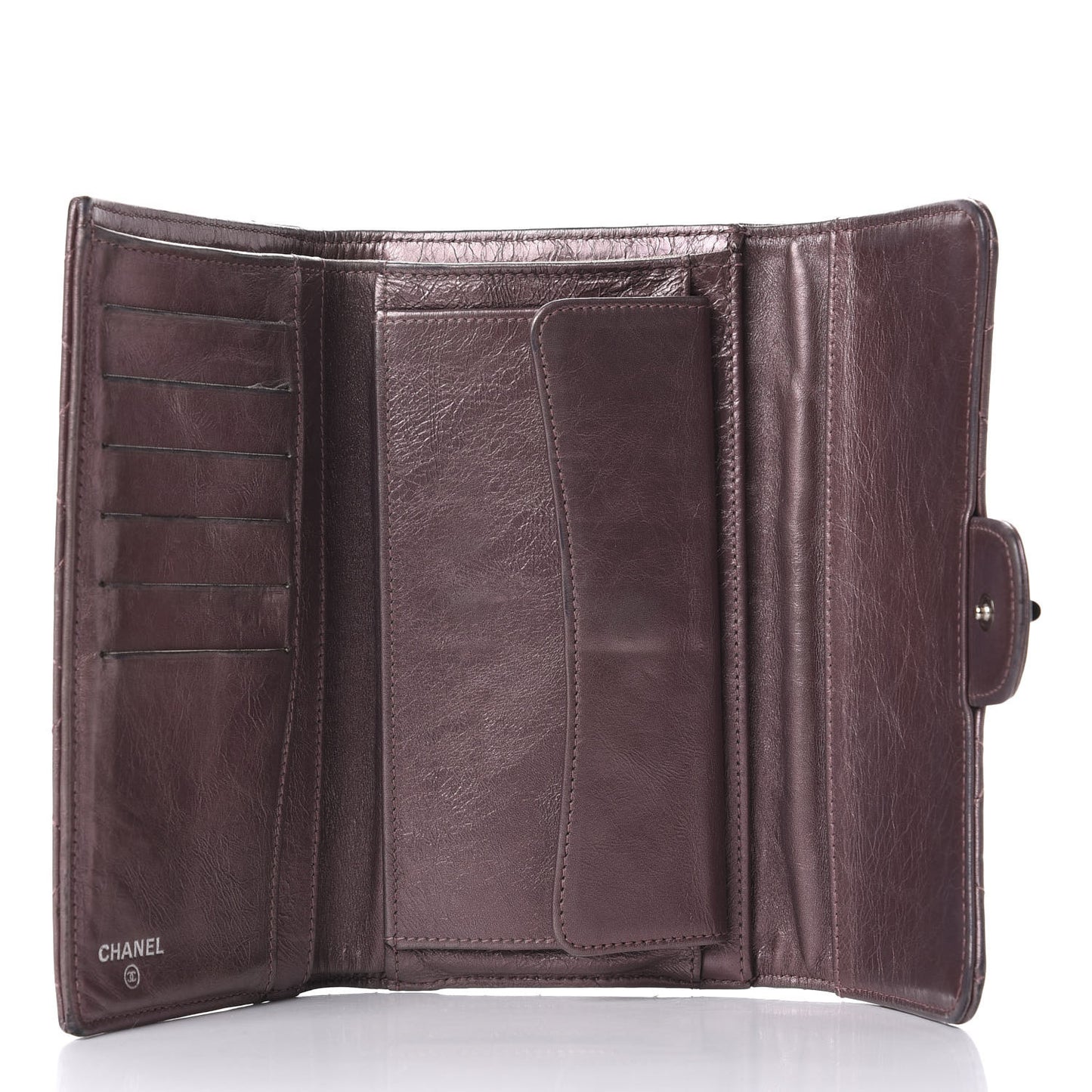 Metallic Aged Calfskin Quilted 2.55 Reissue Wallet Dark Pink