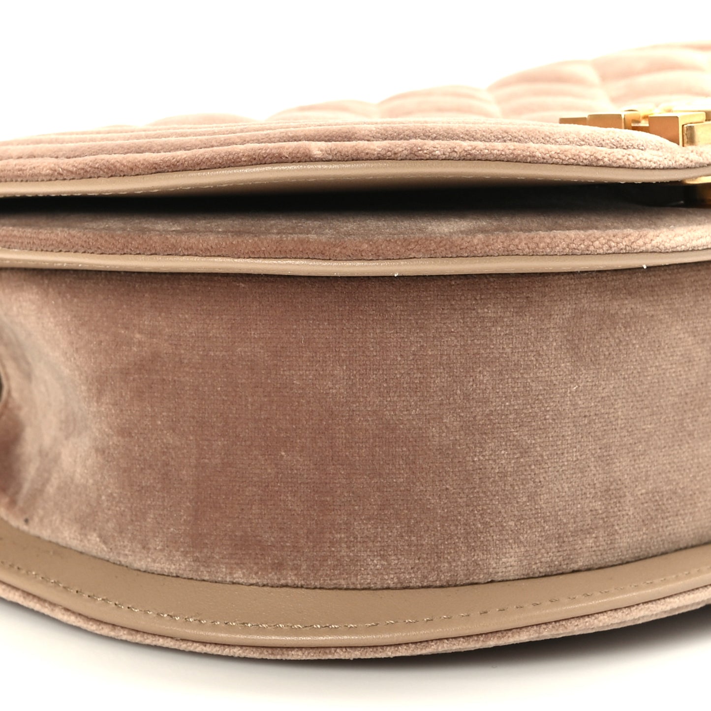 Velvet Quilted Small Boy Messenger Bag Beige