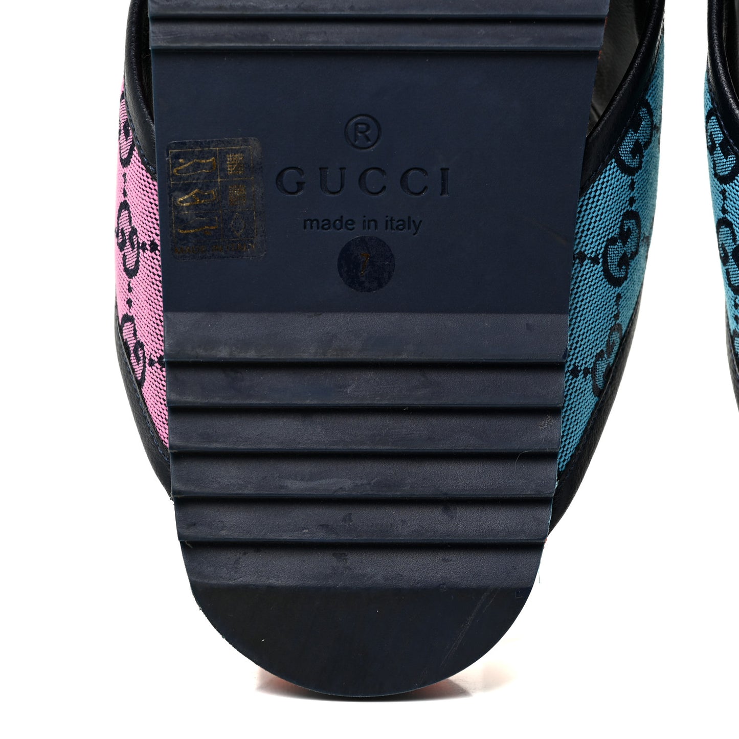 Monogram Multicolor Mens Criss Cross Slide Sandals 7 Light Blue Blue Pink Tabasco