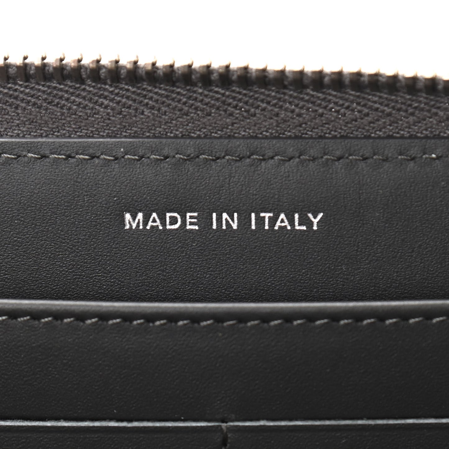 Patent Calfskin Zip Around Wallet Dark Grey