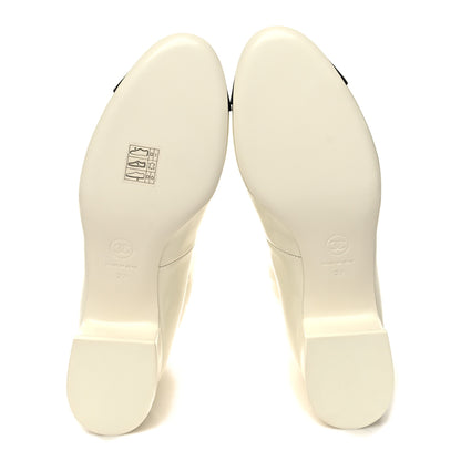 Chanel Patent Shearling Lambskin Grosgrain Cap Toe Mary Jane Low Heel Pumps 39 White Black 5 of 9