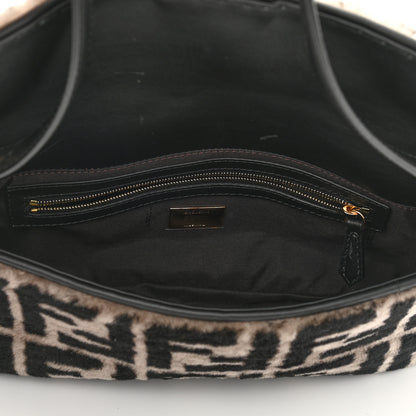 Fendi Shearling Vitello Dolce Macro FF 1974 Baguette White Ice Tortora Tobacco 5 of 11
