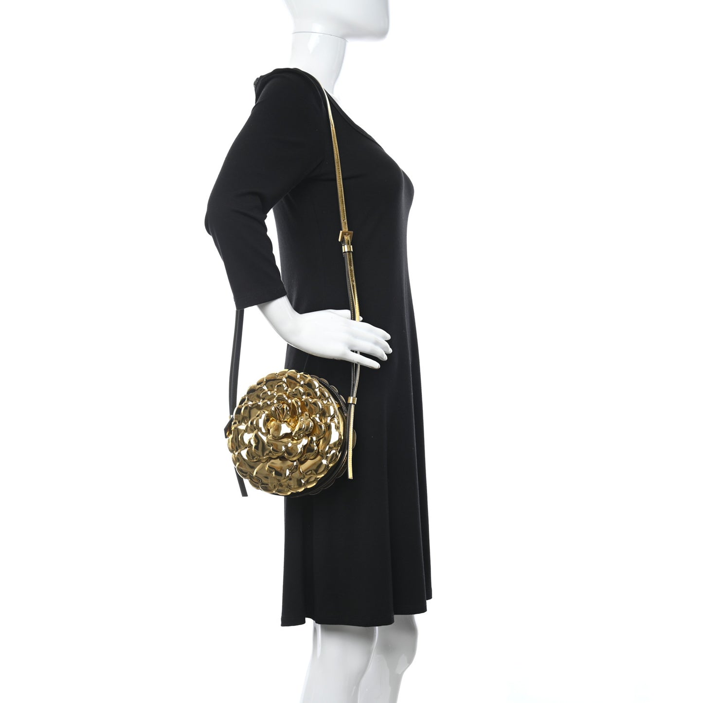 Metallic Nappa Atelier 03 Rose Edition Round Crossbody Bag Antique Brass