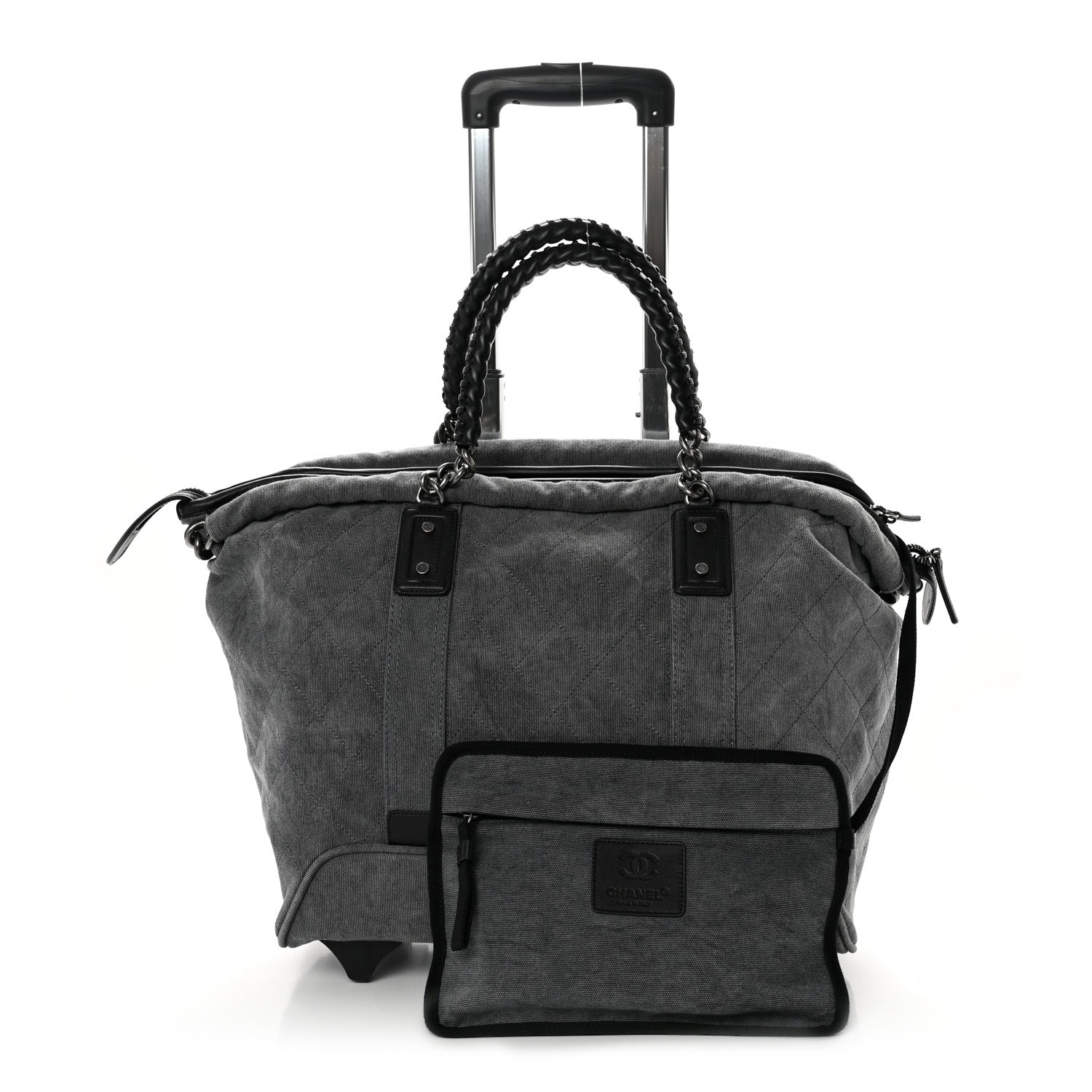 Chanel Washed Toile Calfskin Quilted Trolley Black 1 of 10