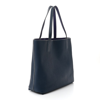 Hermes Taurillon Clemence Double Sens 36 Reversible Tote Iris Bleu De Malte 4 of 17