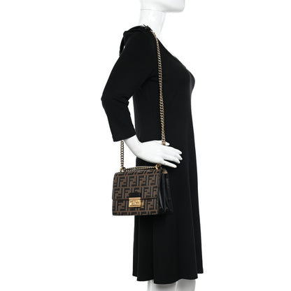 Fendi Vitello Liberty Bi-Color FF 1974 Embossed Small Kan U Shoulder Bag Maya Black 2 of 14