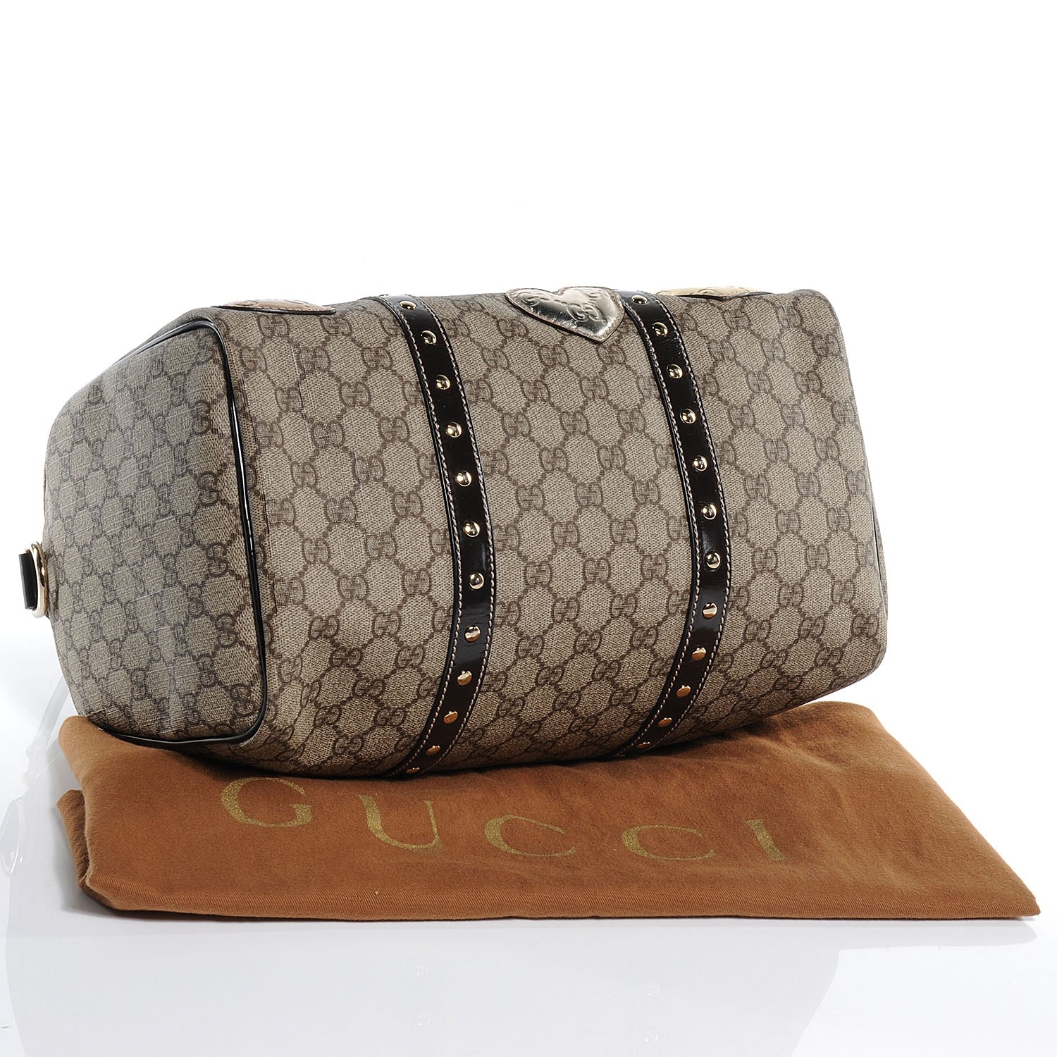 Gucci Monogram Guccissima Hearts Studded Medium Joy Boston Dark Brown 4 of 7