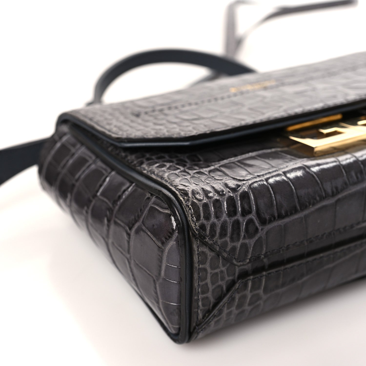 Givenchy Calfskin Crocodile Embossed Mini Eden Top Handle Storm Grey 7 of 8