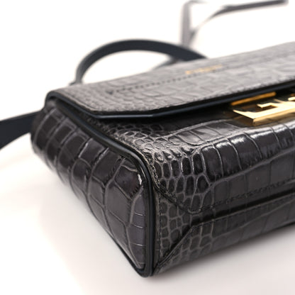 Givenchy Calfskin Crocodile Embossed Mini Eden Top Handle Storm Grey 7 of 8