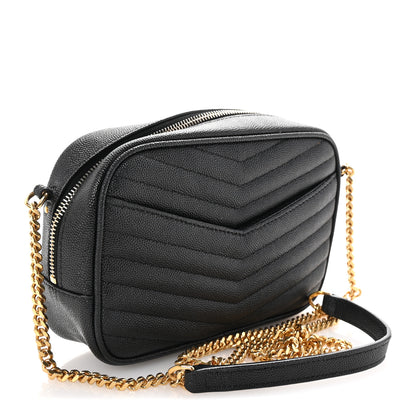 Saint Laurent Grain De Poudre Matelasse Monogram Mini Lou Camera Bag Black 3 of 9