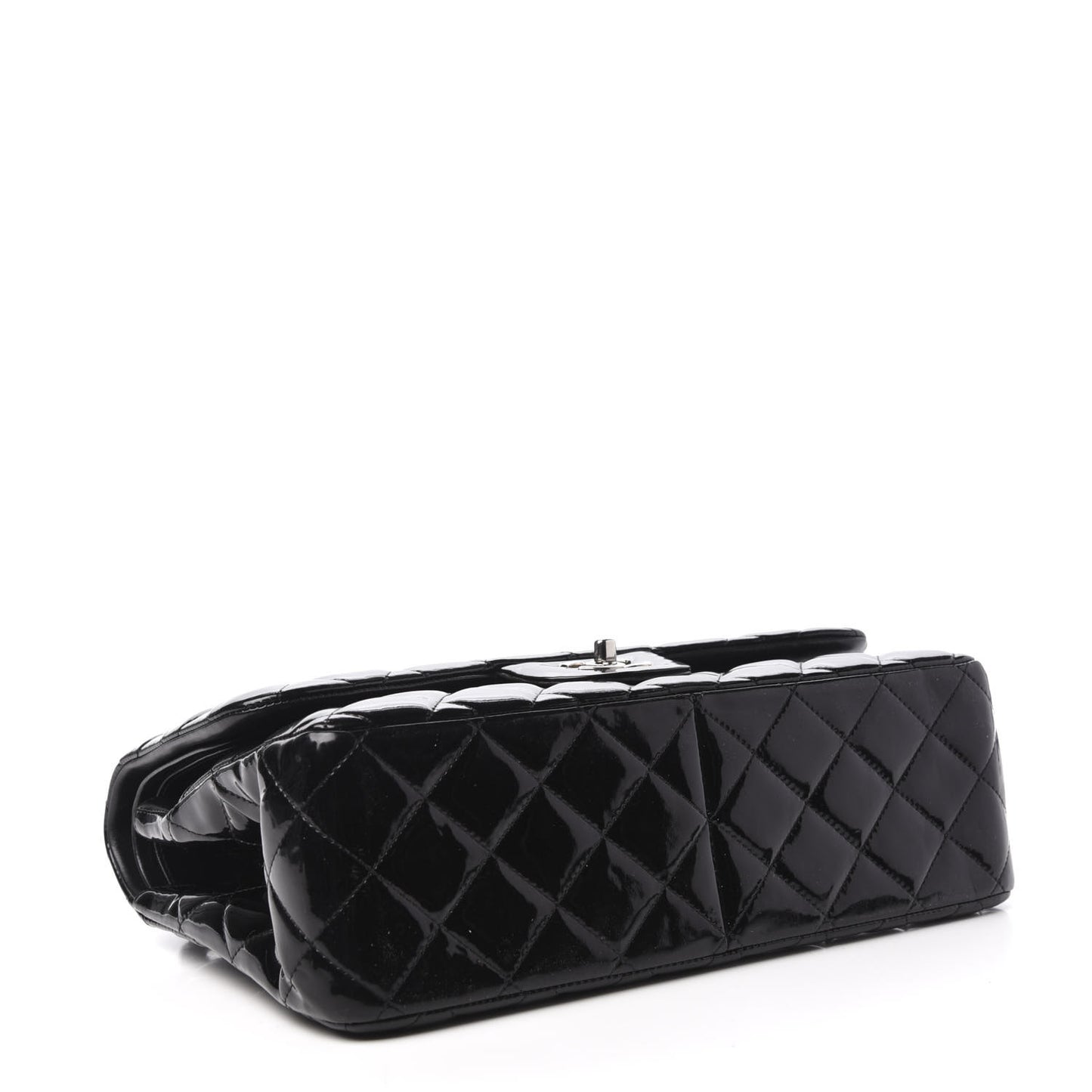 Patent Quilted Jumbo Double Flap Black