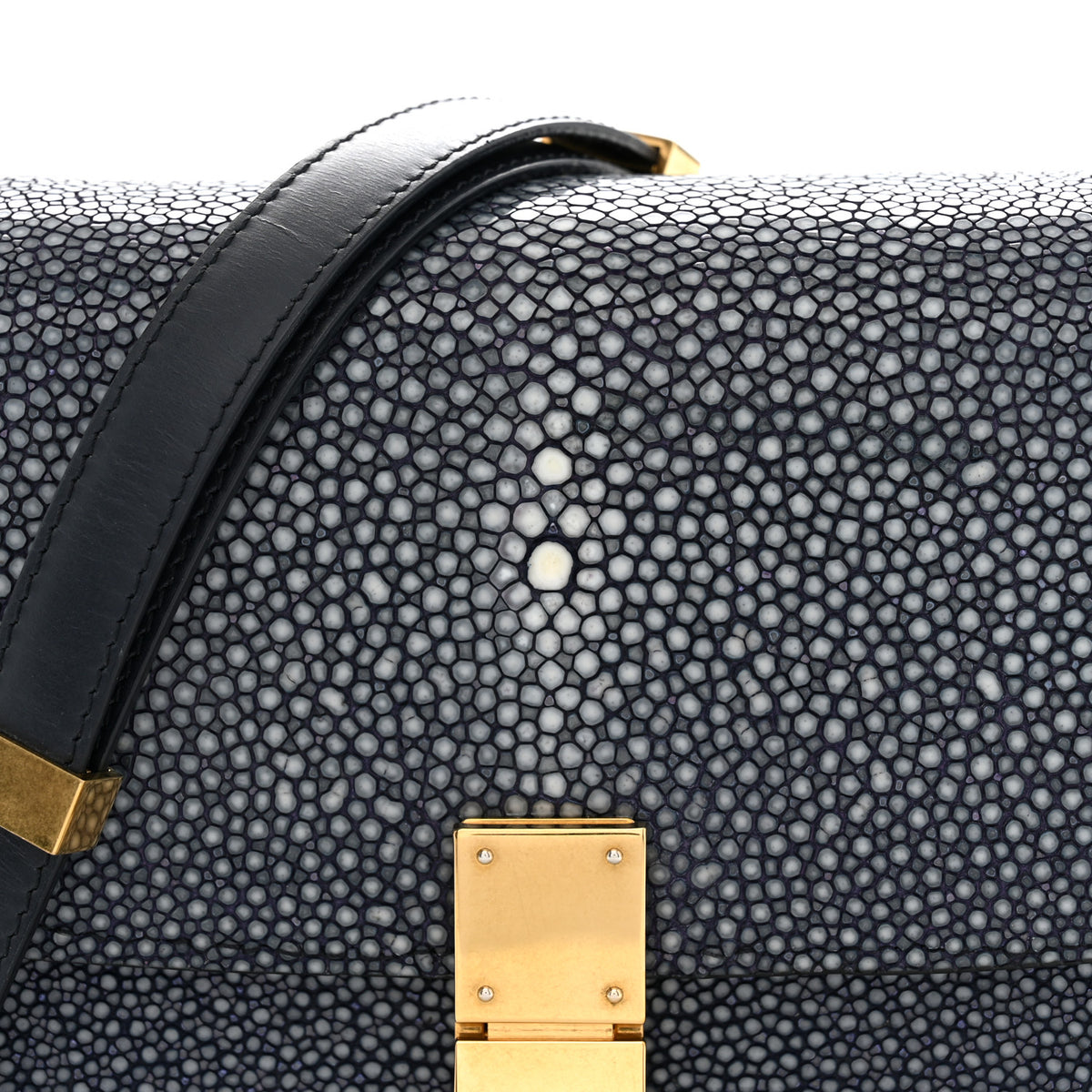 Stingray Small Classic Box Flap Bag Navy