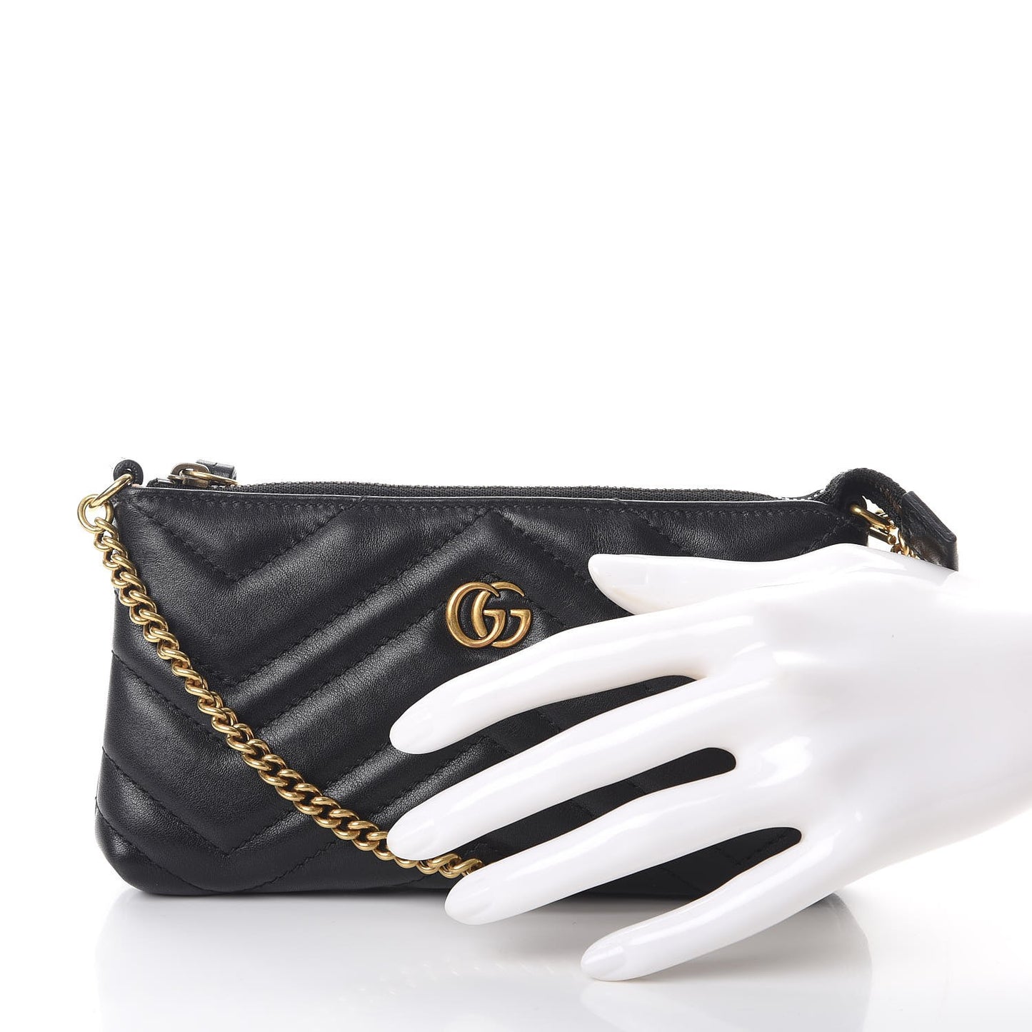 Calfskin Matelasse Mini GG Marmont Chain Bag Black