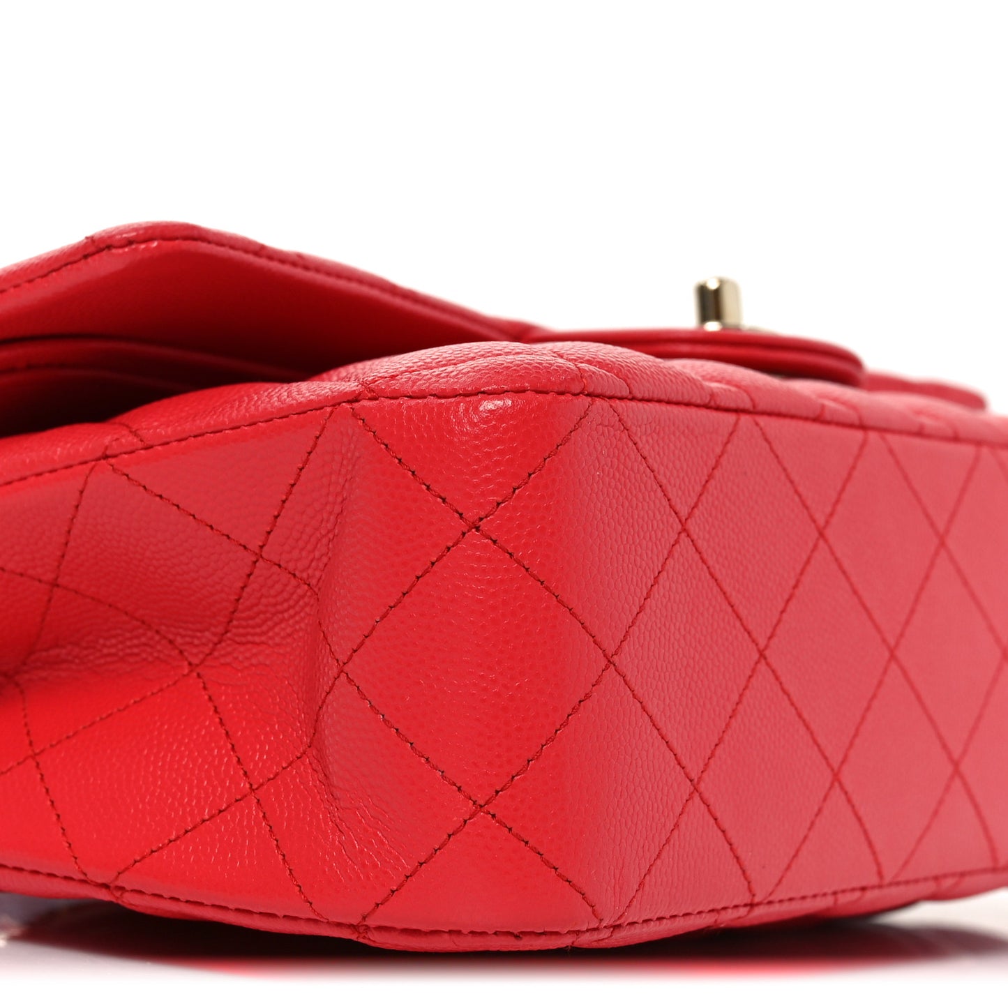 Caviar Quilted Medium Double Flap Red