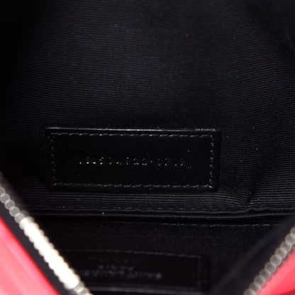 Saint Laurent Patent Grain De Poudre Matelasse Chevron Monogram Bill Pouch Neon Pink 9 of 15