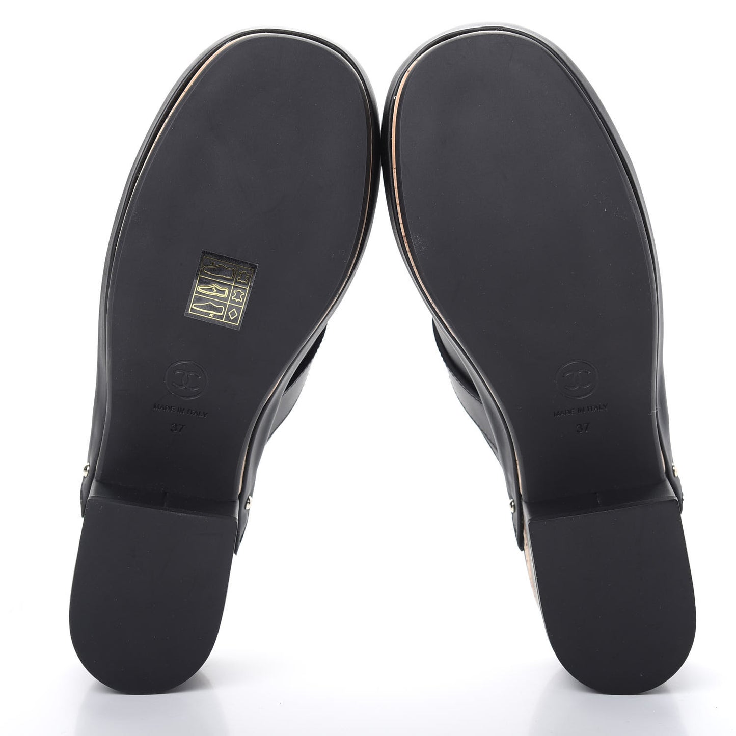 Calfskin CC Turn Lock Clogs 37 Black
