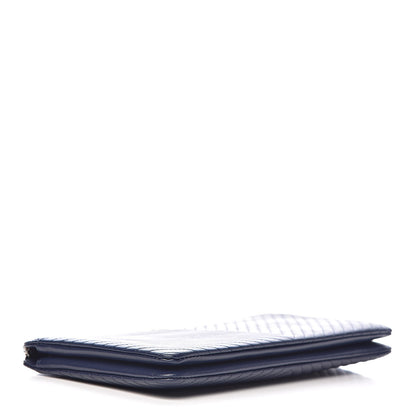 Chanel Caviar Chevron Quilted Large Zipped Clutch Navy 4 of 9