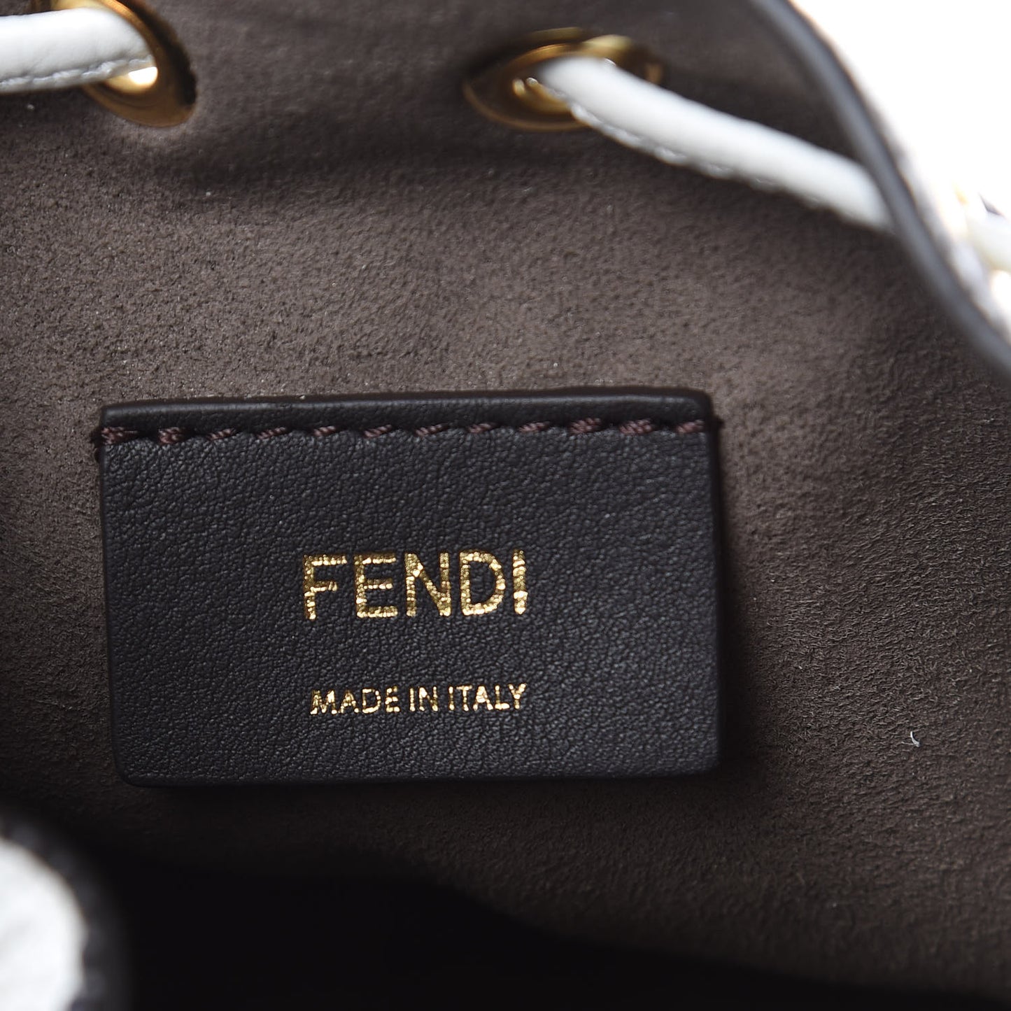 X FILA Calfskin F is Fendi Mania Fringe Mini Mon Tresor Bucket Bag White