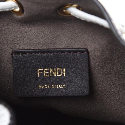 Fendi X FILA Calfskin F is Fendi Mania Fringe Mini Mon Tresor Bucket Bag White 7 of 11
