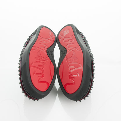 Christian Louboutin Mens Velvet Spikes Roller Boat Flats 40 Rouge Imperial Black 5 of 7
