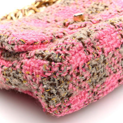 Chanel Wool Tweed Quilted Small Elegant Chain Flap Pink Brown 9 of 10
