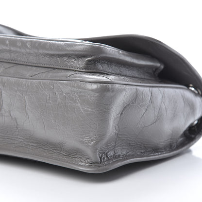 Saint Laurent Crinkled Calfskin Matelasse Monogram Medium Niki Chain Satchel Light Gray 10 of 12
