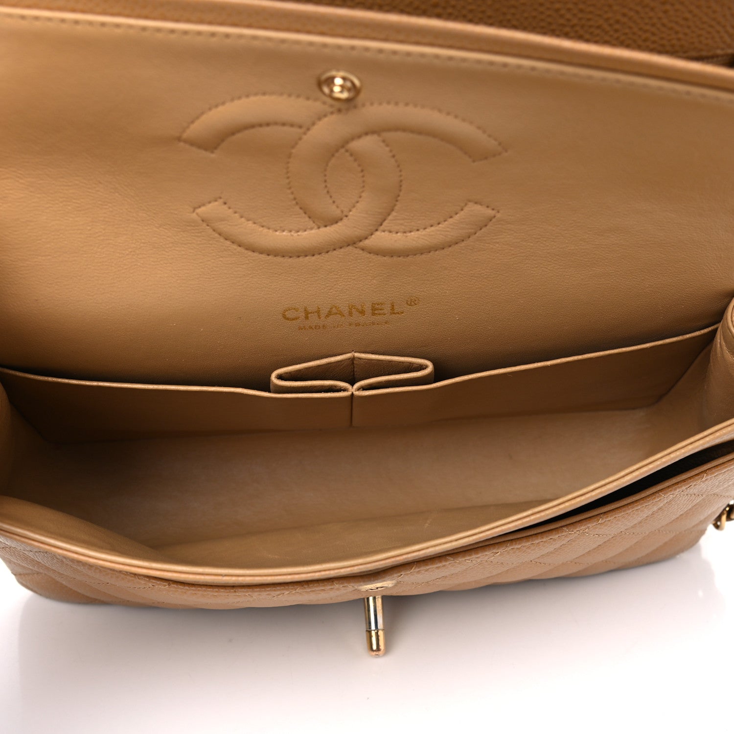 Chanel Caviar Quilted Medium Double Flap Beige 4 of 5