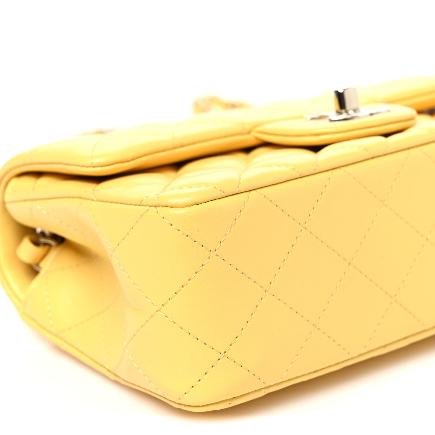Lambskin Quilted Mini Rectangular Flap Yellow