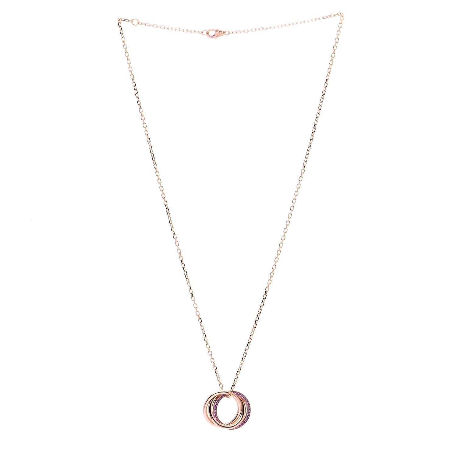 Cartier 18K Pink Gold Pink Sapphire Trinity Pendant Necklace 3 of 7