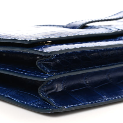 Valentino Garavani Alligator Flap Clutch Blue 10 of 11