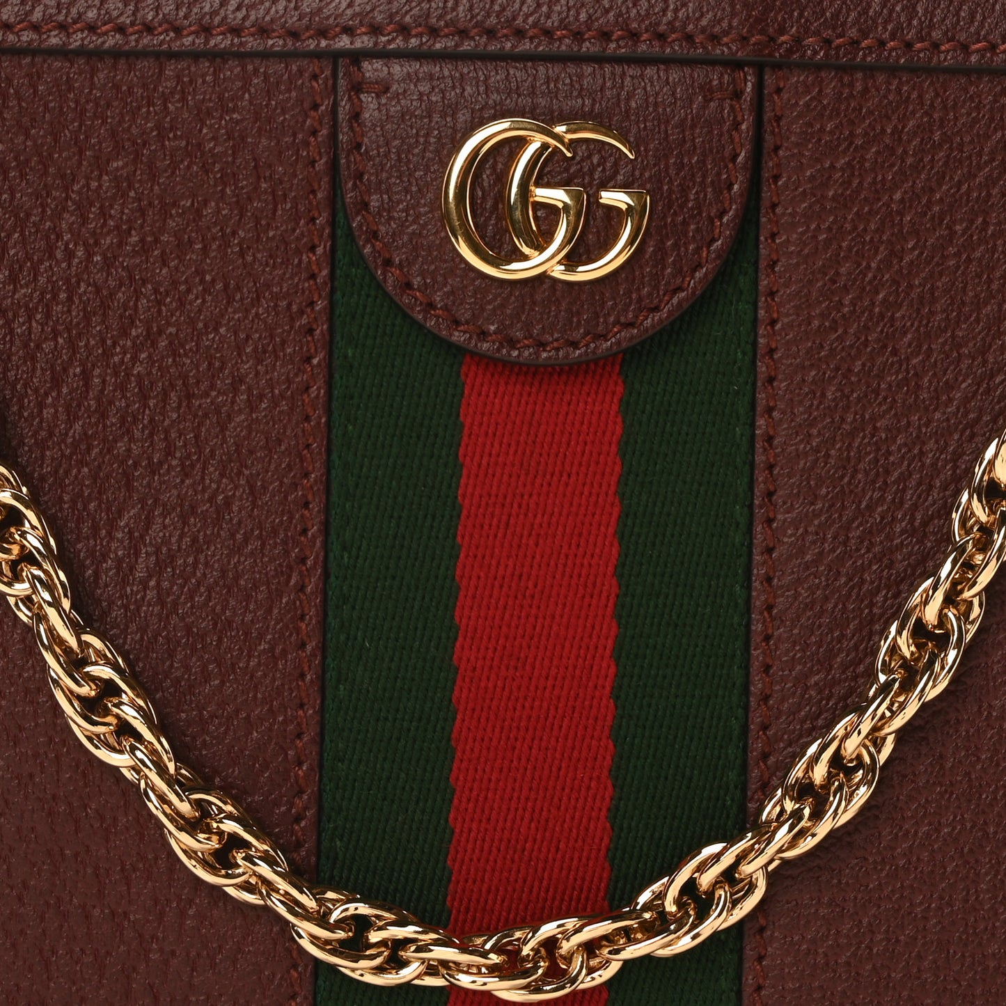 Calfskin GG Web Small Ophidia Chain Shoulder Bag Vintage Bordeaux