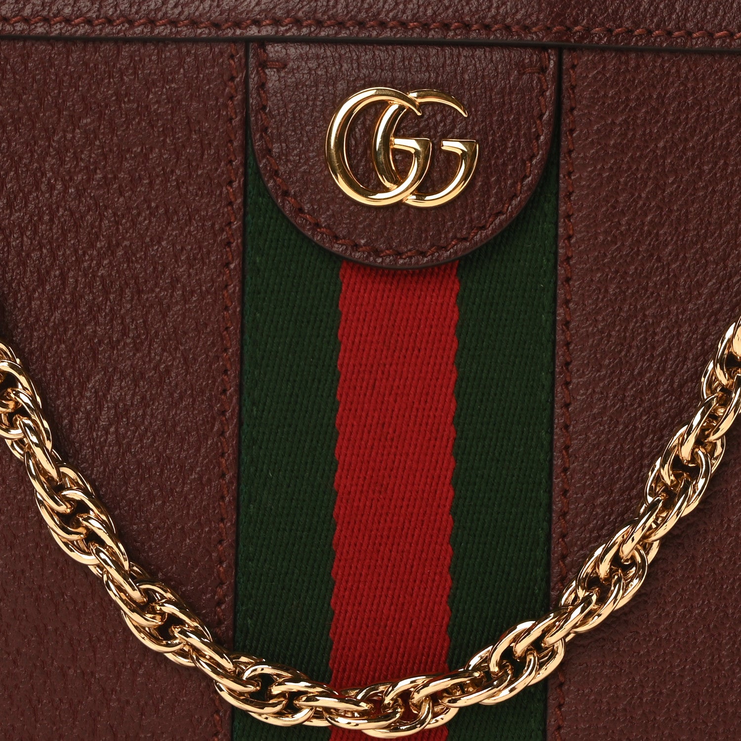 Gucci Calfskin GG Web Small Ophidia Chain Shoulder Bag Vintage Bordeaux 8 of 10