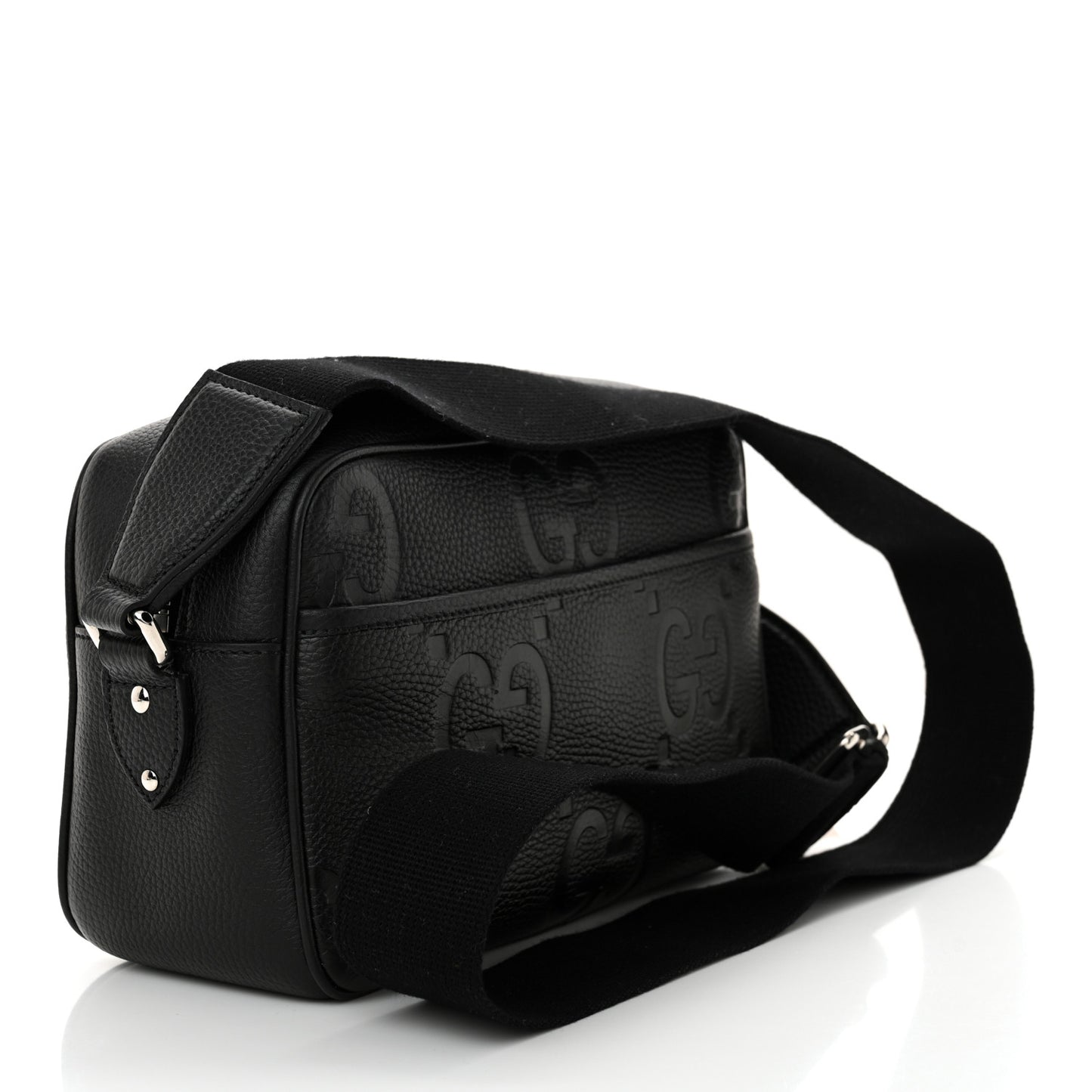 Piuma Calfskin Jumbo GG Embossed Medium Messenger Bag Black