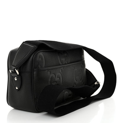 Gucci Piuma Calfskin Jumbo GG Embossed Medium Messenger Bag Black 3 of 10