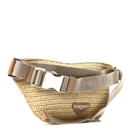 Prada Yarn Raffia Effect Crochet Belt Bag Naturale 3 of 10