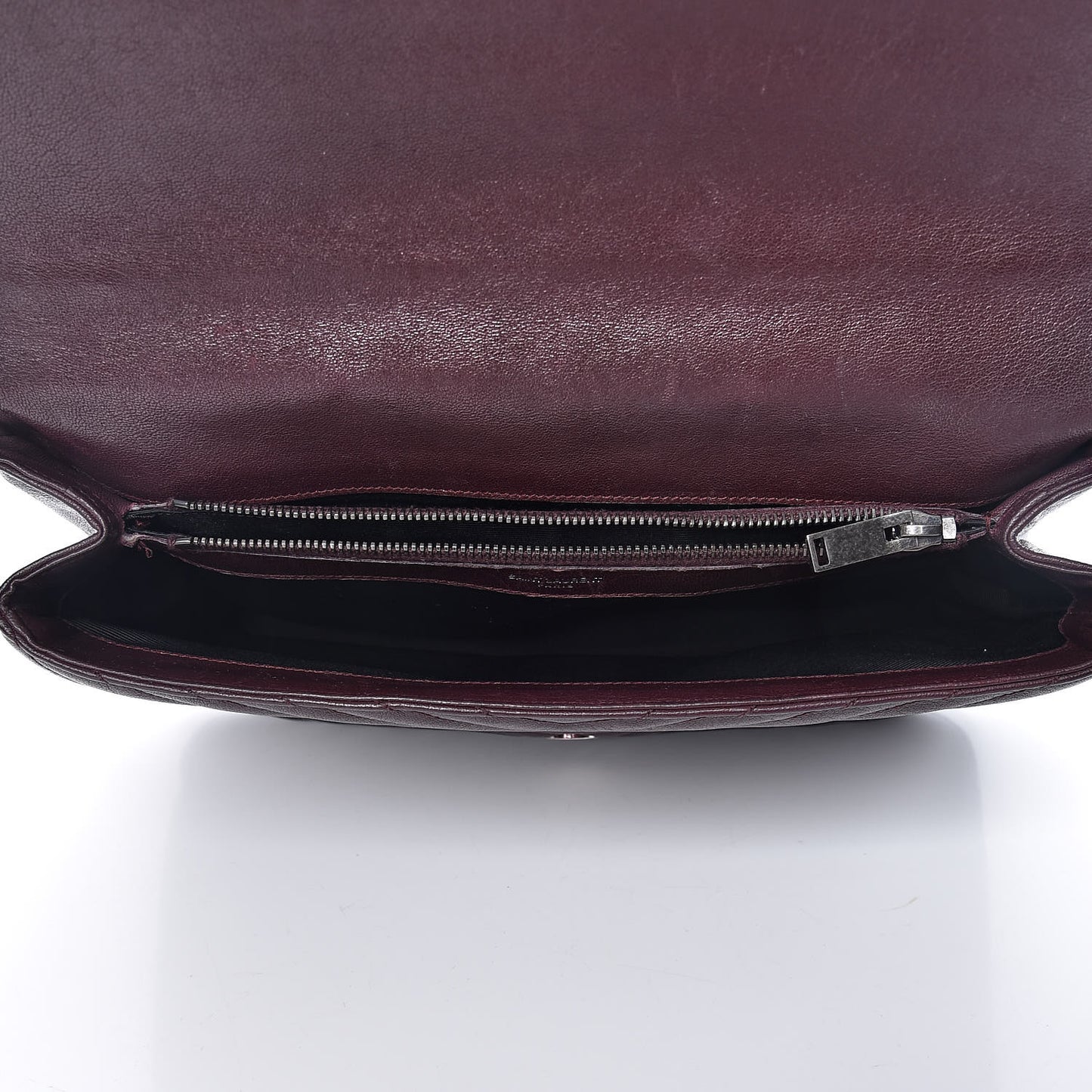 Sheepskin Matelasse Chevron Monogram Large College Satchel Amaranto