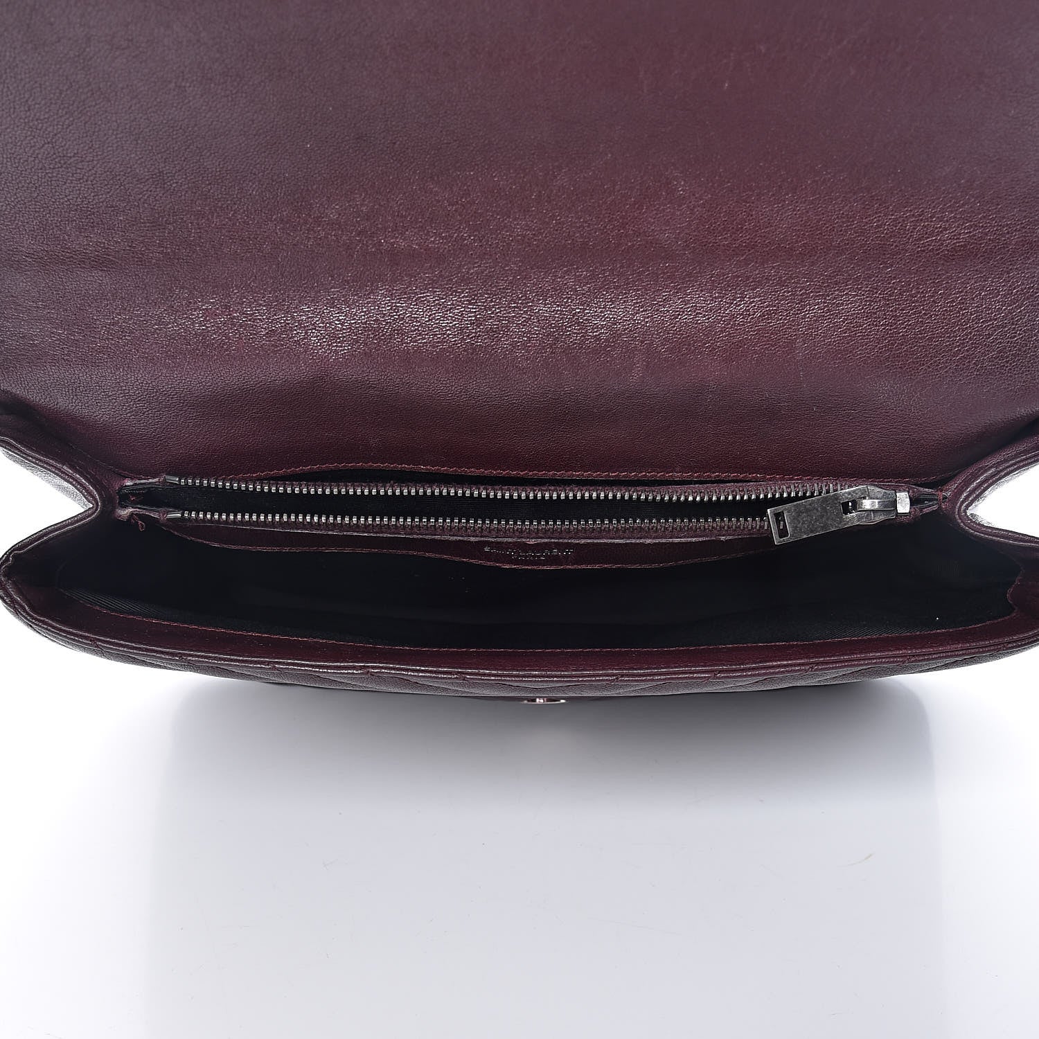 Saint Laurent Sheepskin Matelasse Chevron Monogram Large College Satchel Amaranto 7 of 21