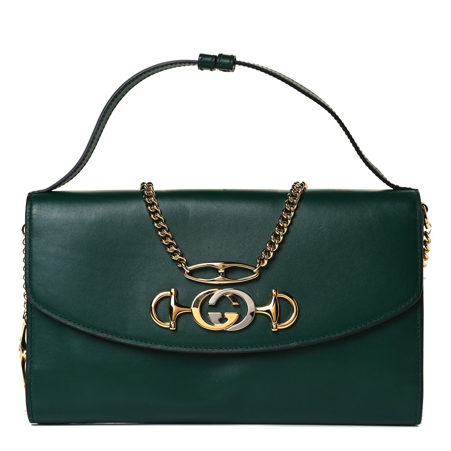 Smooth Calfskin Small Zumi Top Handle Shoulder Bag Vintage Green