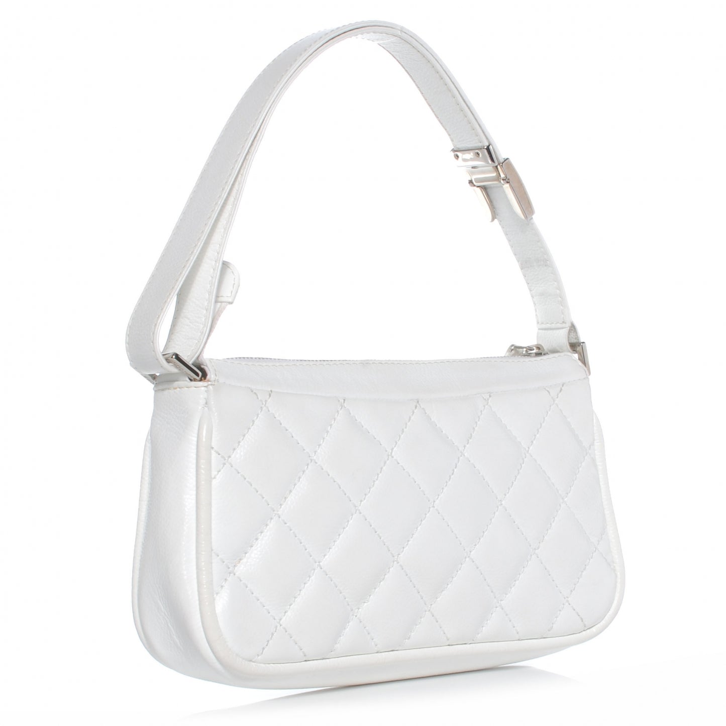 Caviar Quilted Small Pochette Bag White